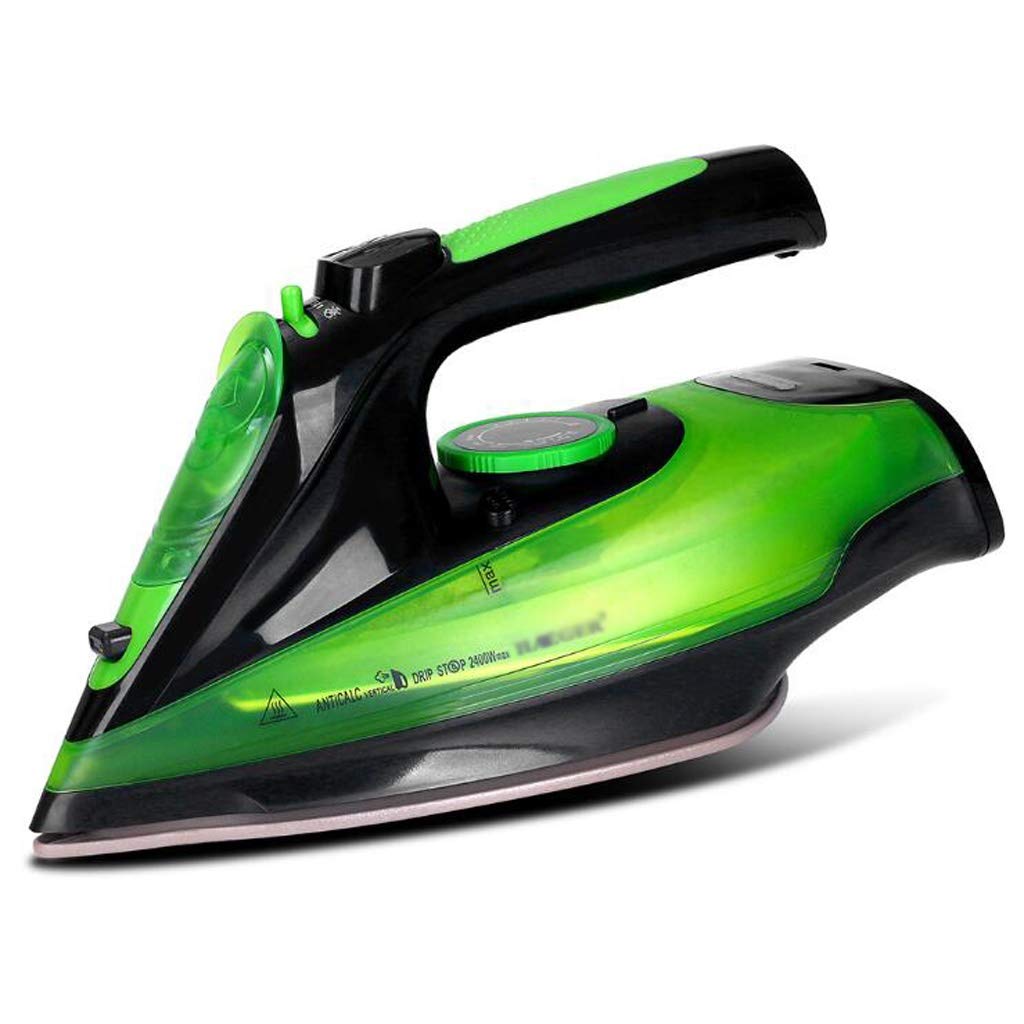 Jiji 2400W Portable Steam Iron with 350ml Water Tank - Ceramic Soleplate for Fast & Efficient Clothes Ironing - Compact Travel Steamer for Home & Hotel Use (Green)