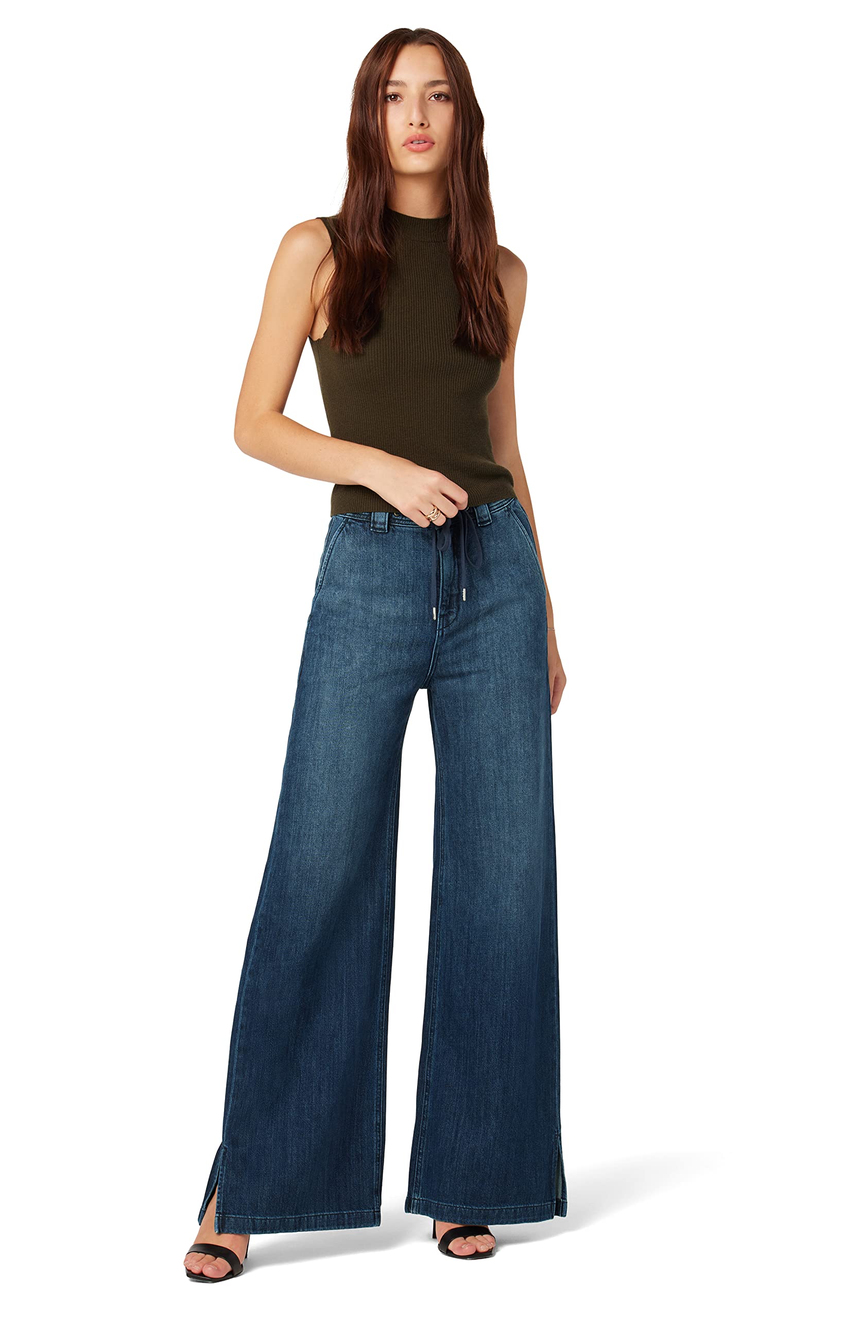 HUDSON Women's Wide Leg Drawstring Trouser Pants - Comfortable High Waist Casual Lounge Pants for Work, Travel & Relaxation