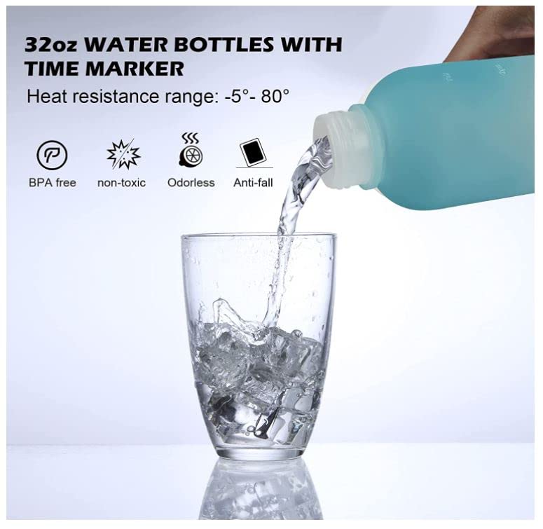 32oz Motivational Water Bottle with Time Markings - Multi Color - Perfect for Gym, Office, and Outdoor Hydration
