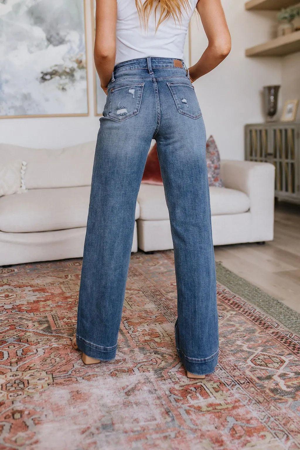 Katrina High Waist Distressed Denim Jeans for Women - Vintage Ripped Skinny Jeans - Perfect for Casual Outfits & Street Style Fashion