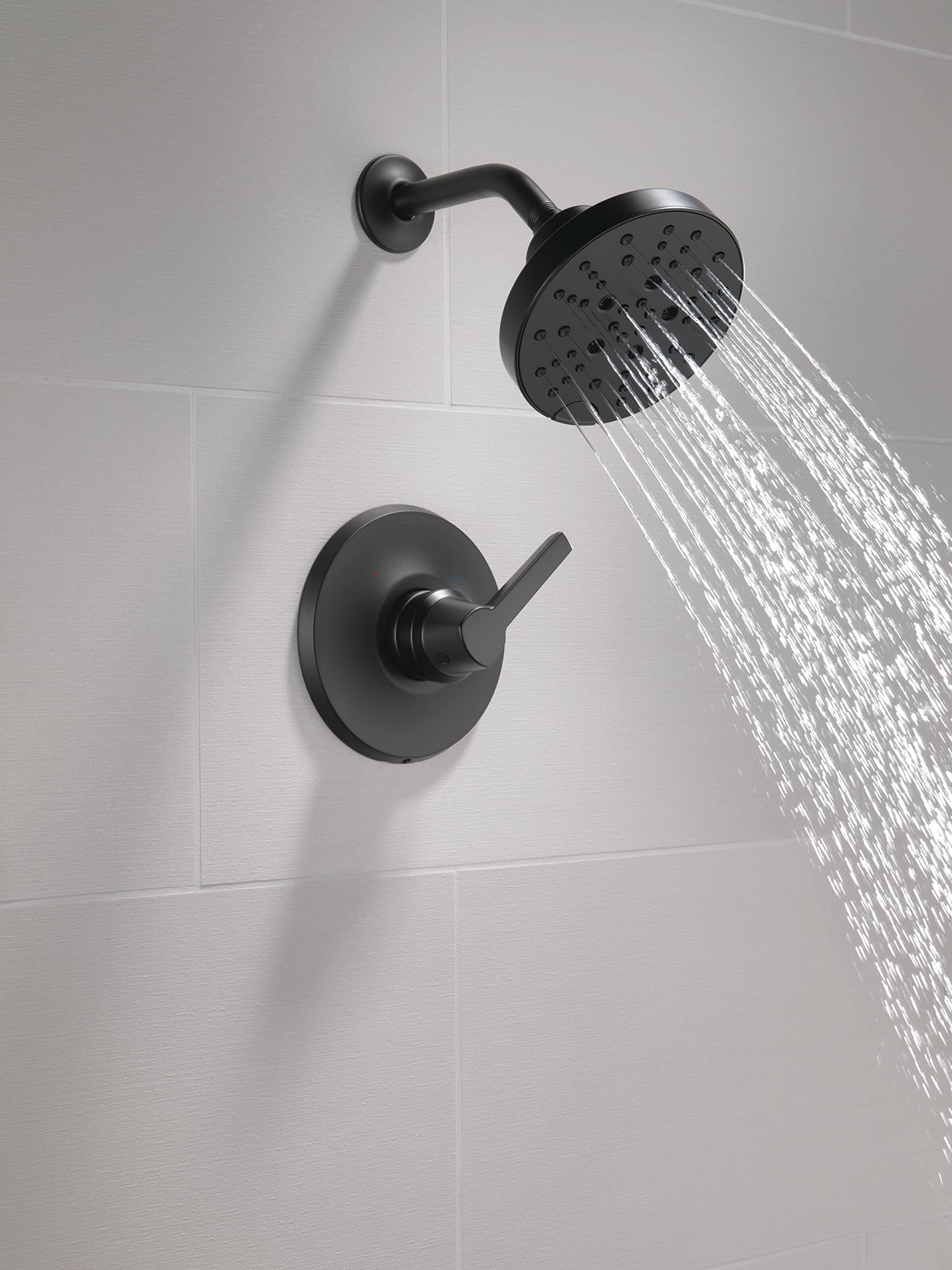 Delta Faucet Galeon Single Handle Matte Black Shower Faucet Set with H2Okinetic Shower Head - T14272-BL (Valve Not Included) - Modern Bathroom Upgrade for Spa-Like Shower Experience