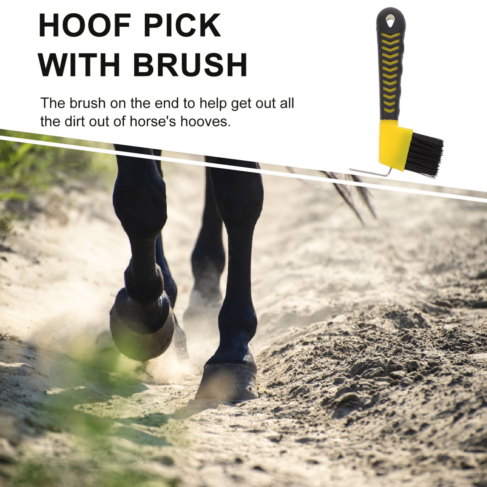 Totority Soft Grip Hoof Pick & Brush - Deluxe Horse Grooming Tool for Cleaning & Maintenance | Portable Hoof Cleaner for Horses | Perfect for Stable, Trail Riding & Show Preparation