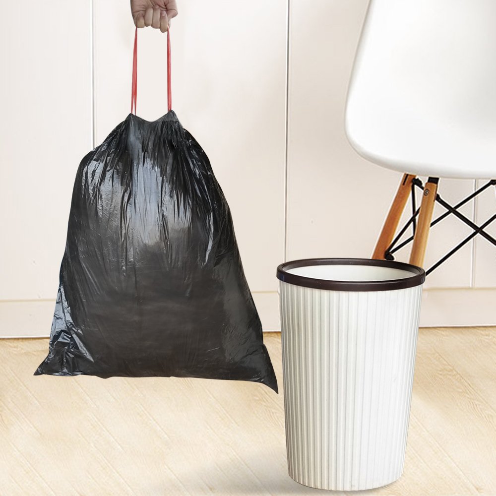 8 Gallon Kitchen Drawstring Trash Bags - 220 Count Black for Home & Office