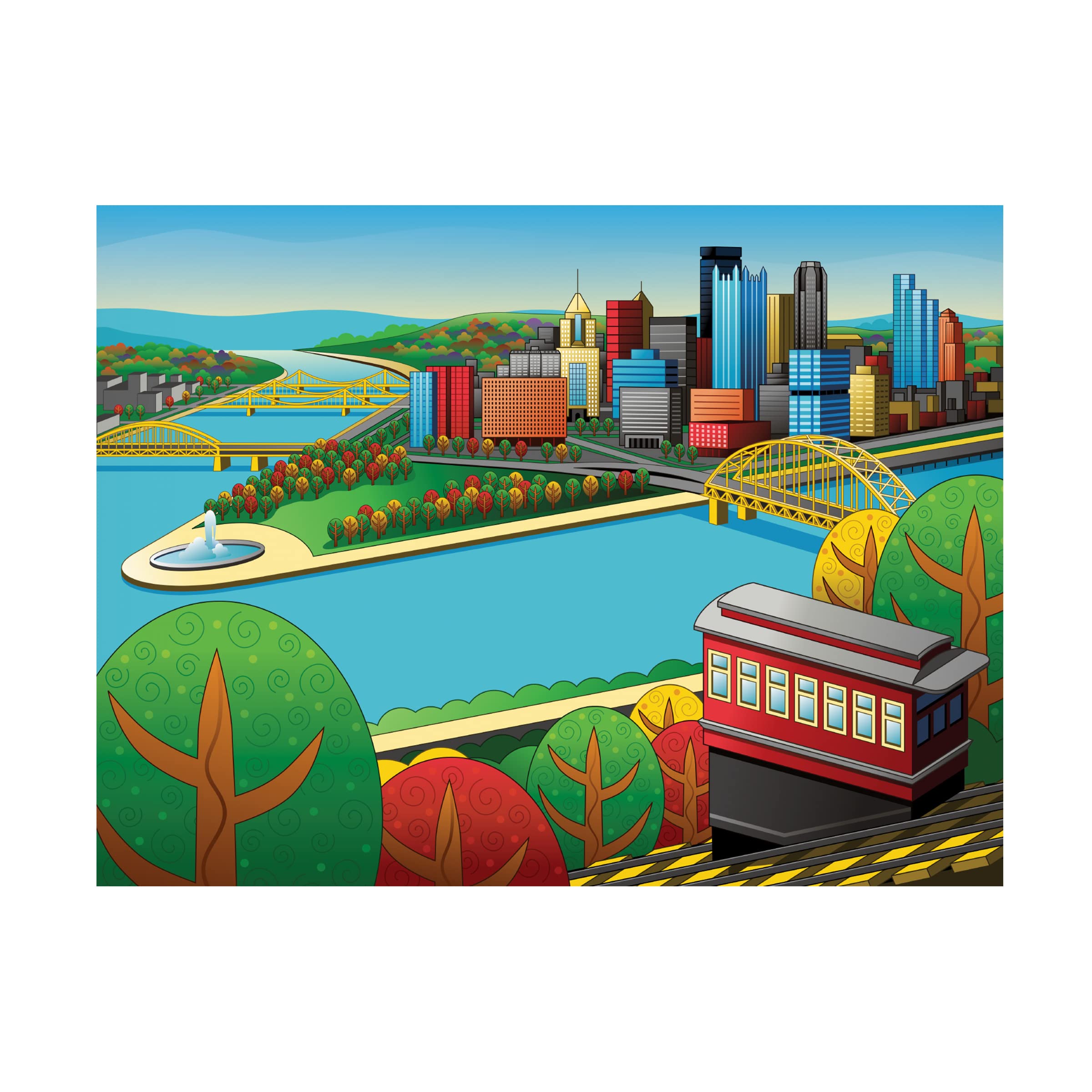 Trademark Fine Art 'Pittsburgh Incline Autumn' Canvas Wall Art Print by Ron Magnes - Perfect for Living Room, Bedroom & Office Decor