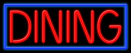 Vintage Neon Glass Sign for Dining Room - Handmade in USA | Perfect for Bar, Restaurant & Home Decor