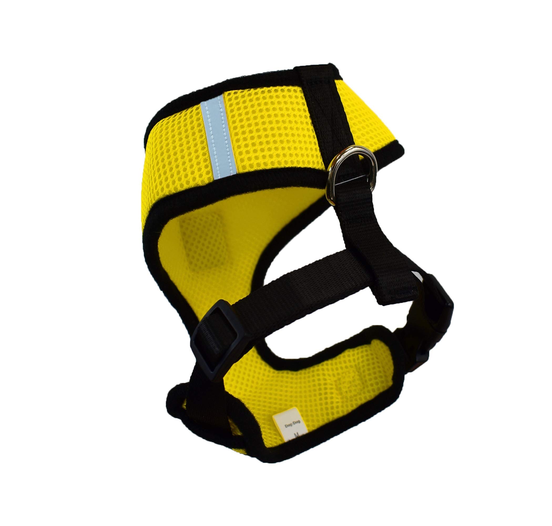 No Pull No Choke Reflective Dog Harness - Adjustable Breathable Pet Vest with Front Clip for Small Medium Large & X-Large Dogs (Yellow) - Perfect for Walking, Running & Outdoor Adventures