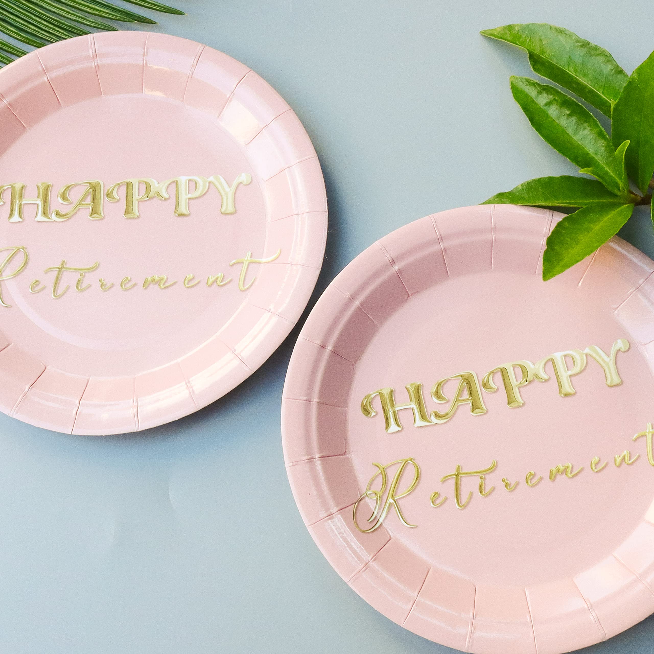 50-Piece Rose Gold Retirement Party Dessert Plates - 7 Inch Disposable Pink Cake Plates for Women's Retirement Celebration - Perfect for Retirement Parties, Bridal Showers & Birthday Events