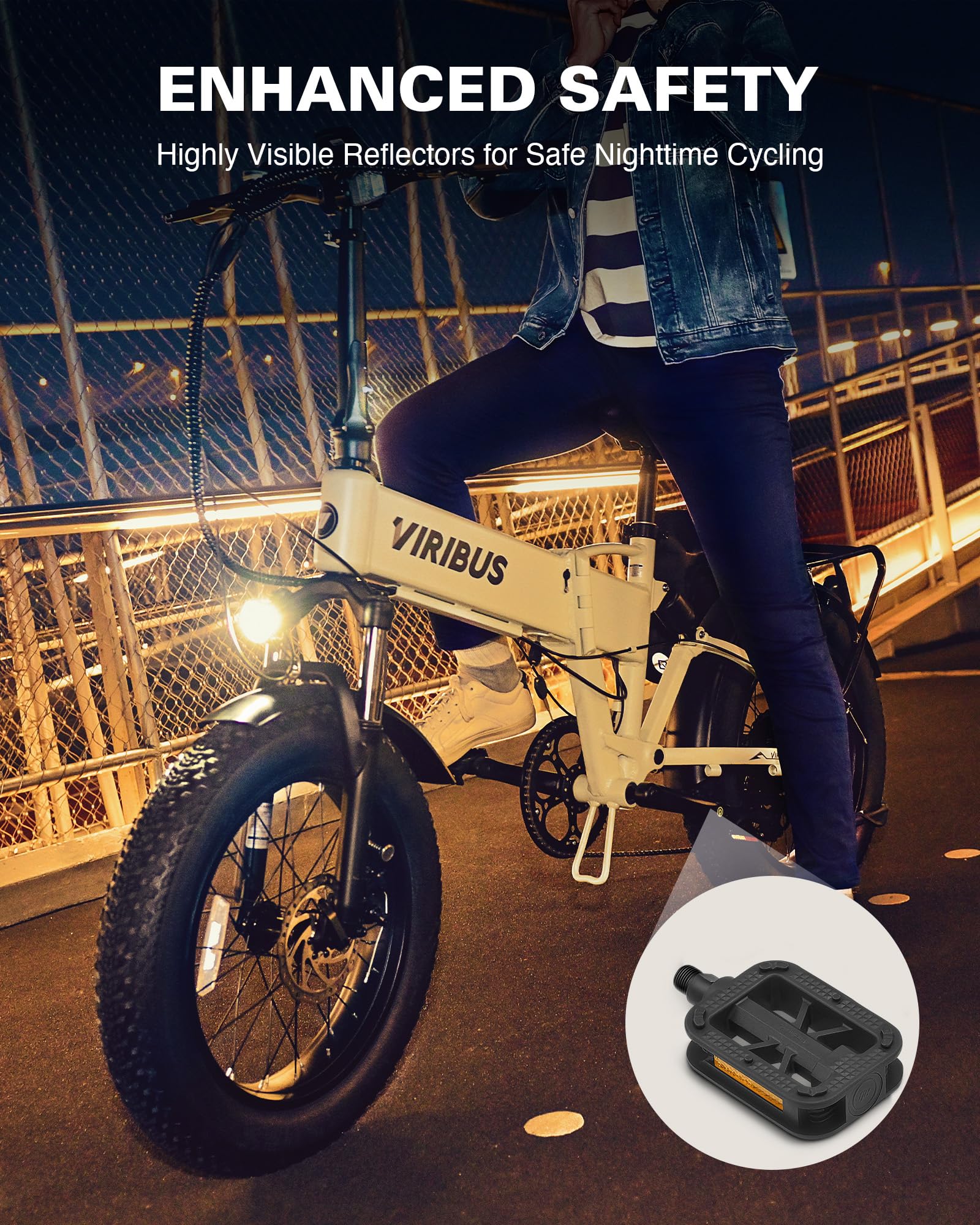 VIRIBUS 9/16 Inch Bike Pedals - Durable Aluminum Alloy/PP Bicycle Pedals with Non-Slip Platforms & Safety Reflectors | Waterproof BMX Pedals for Road Bikes, Mountain Bikes, Tricycles, E-Bikes & Kids Bikes | Perfect for Commuting, Off-Road Adventures & Family Cycling