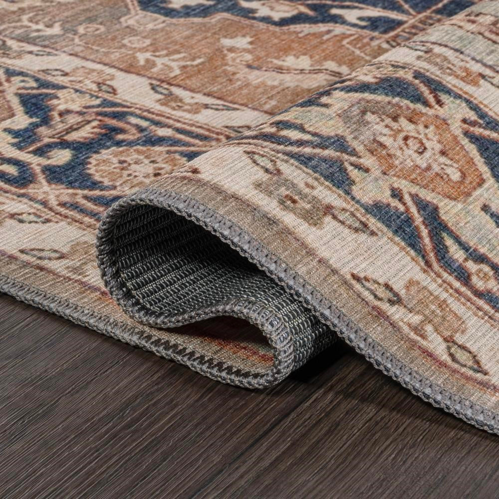 Maris Ornate Medallion Washable Area Rug - Non-Slip Living Room Carpet, Bedroom Decor, Home Office Floor Mat | Soft & Durable for High Traffic Areas