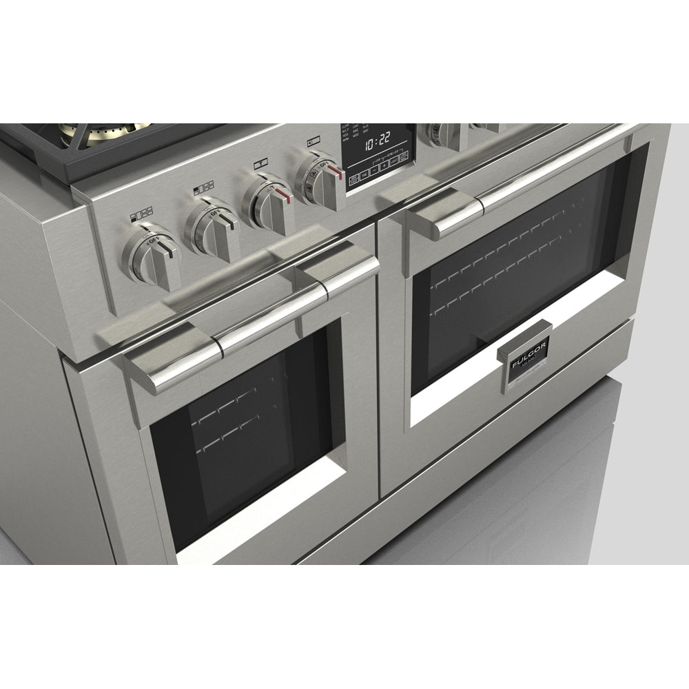 Fulgor Milano 48-inch 600 Series Dual Fuel Range with 6 Burners & Stainless Steel Trilaminate Griddle - Professional Gas Stove & Electric Oven Combo for Home Chefs (Model F6PDF486GS1) | Perfect for Gourmet Cooking, Baking & Entertaining in Modern Kitchens