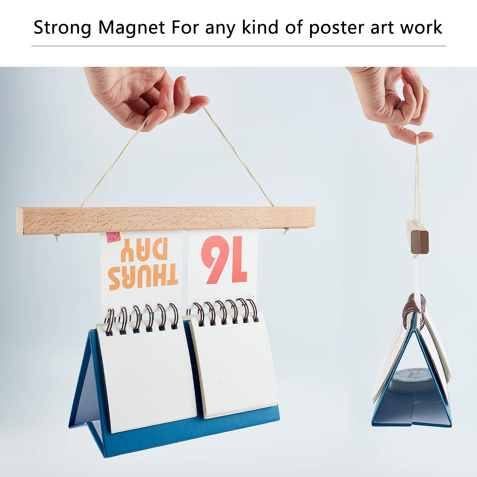 FINGERINSPIRE 2 Pack Magnetic Poster Frames 12 Inch - Natural Beech Wood Picture Frame with Hanger for Photos, Canvas Art, Prints & Paintings - Perfect for Wall Decor in Living Room, Bedroom or Office