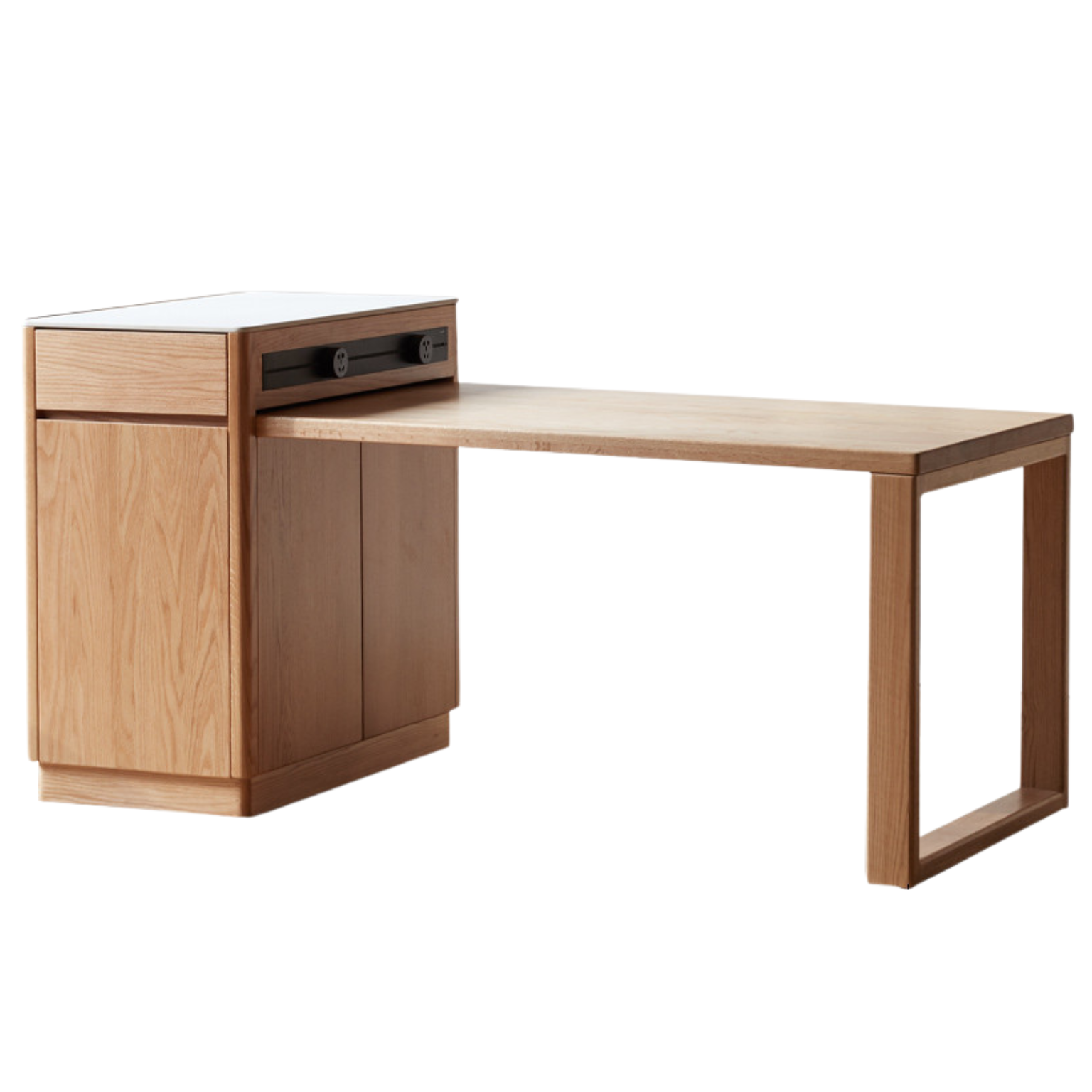 Solid Oak Wood Extendable Dining Table for Kitchen Island - Expandable Farmhouse Style Table for Dining Room, Breakfast Nook & Small Spaces