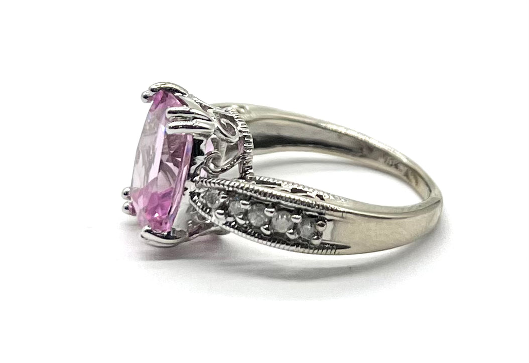Elegant Pink Stone & Diamond Ring for Women | Vintage-Inspired Jewelry for Engagement, Wedding & Special Occasions