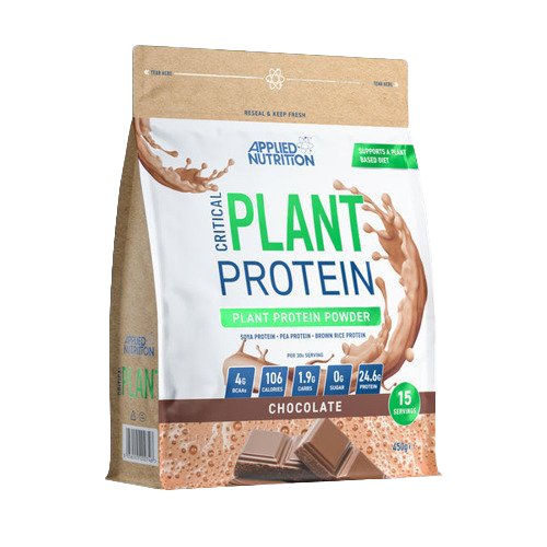 Applied Nutrition Critical Plant Protein Chocolate 450g - Vegan Protein Powder for Muscle Recovery & Weight Loss | Perfect for Post-Workout Shakes, Smoothies & Healthy Baking