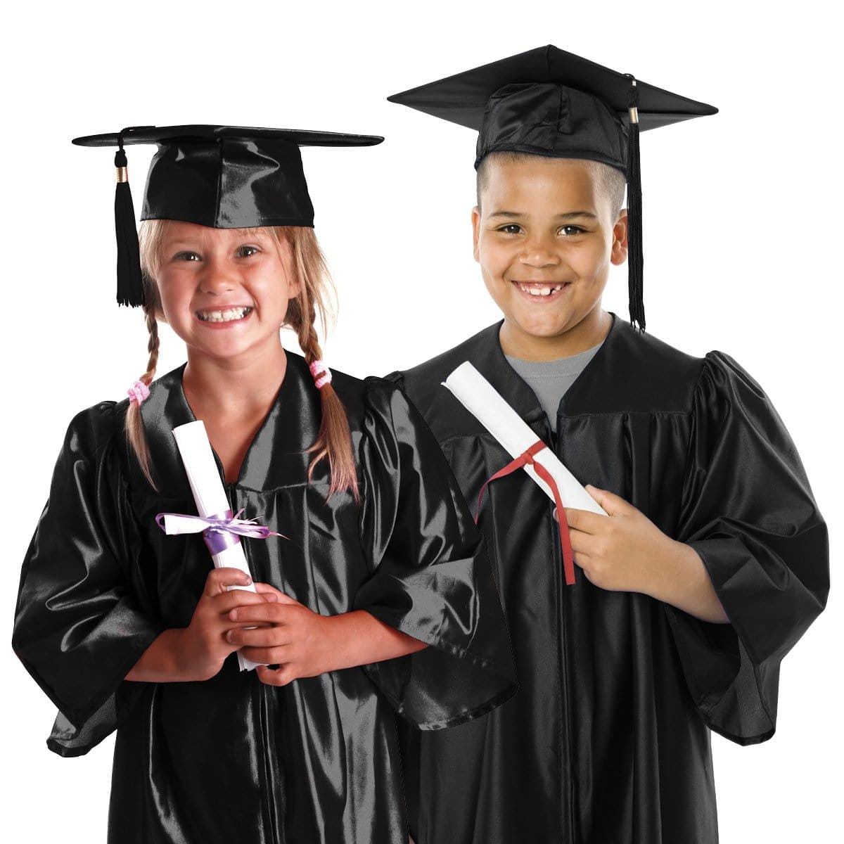 Kids Black Graduation Gown & Cap Set - High-Quality Academic Ceremony Outfit for Preschool, Kindergarten & Elementary School Graduations