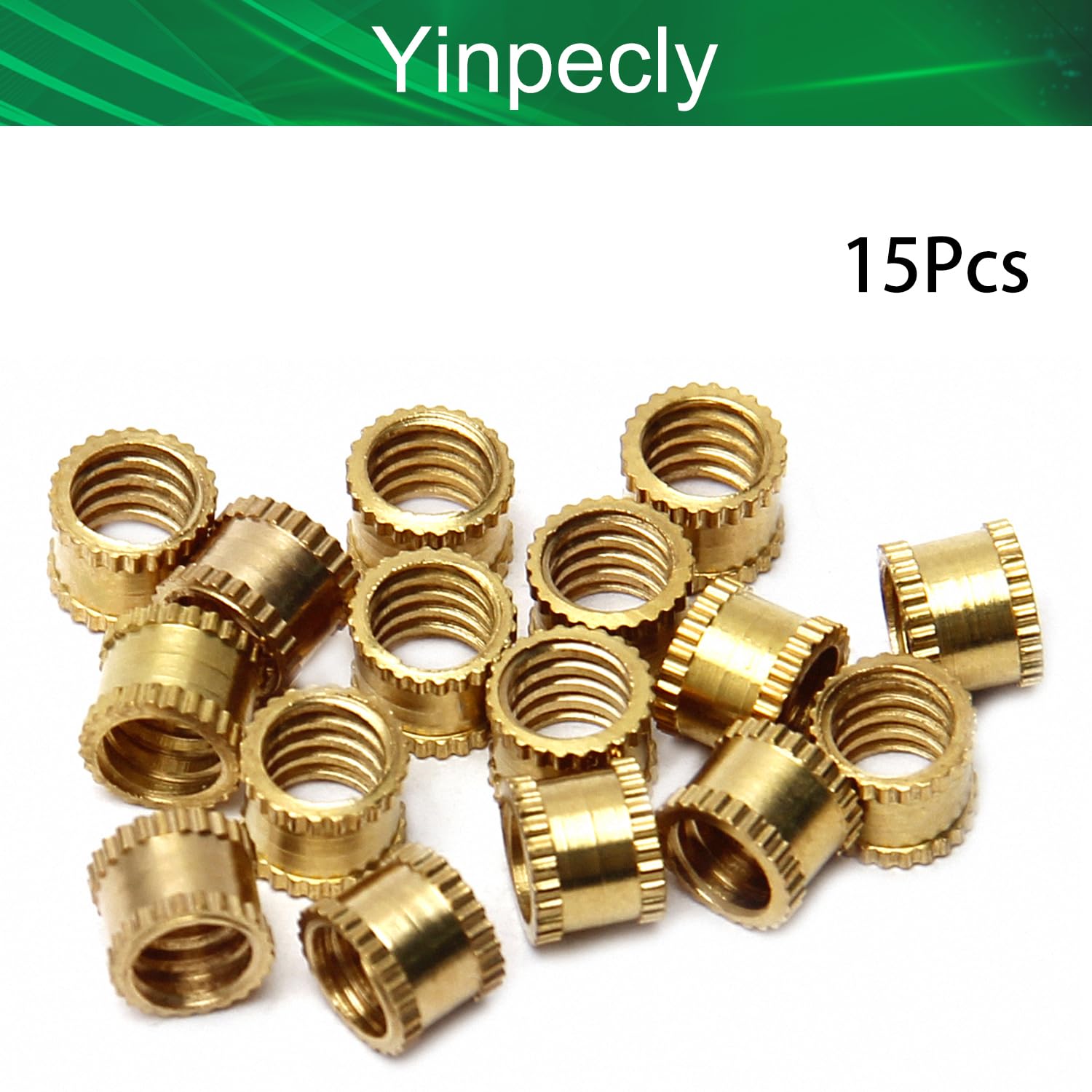 1/4-20 Brass Knurled Insert Nuts for 3D Printing - 15pcs Heat-Set Threaded Brass Embedment Nuts - Perfect for 3D Printer Projects, DIY Models & Woodworking Applications