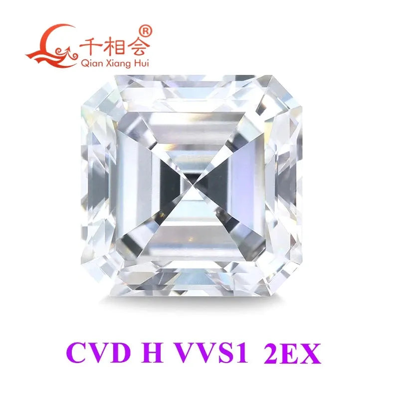 Premium Lab-Grown CVD Diamond 0.99CT to 3CT F-H Color VVS1 Clarity Asscher Cut GEMID Certified Loose Stone for Engagement Rings & Fine Jewelry