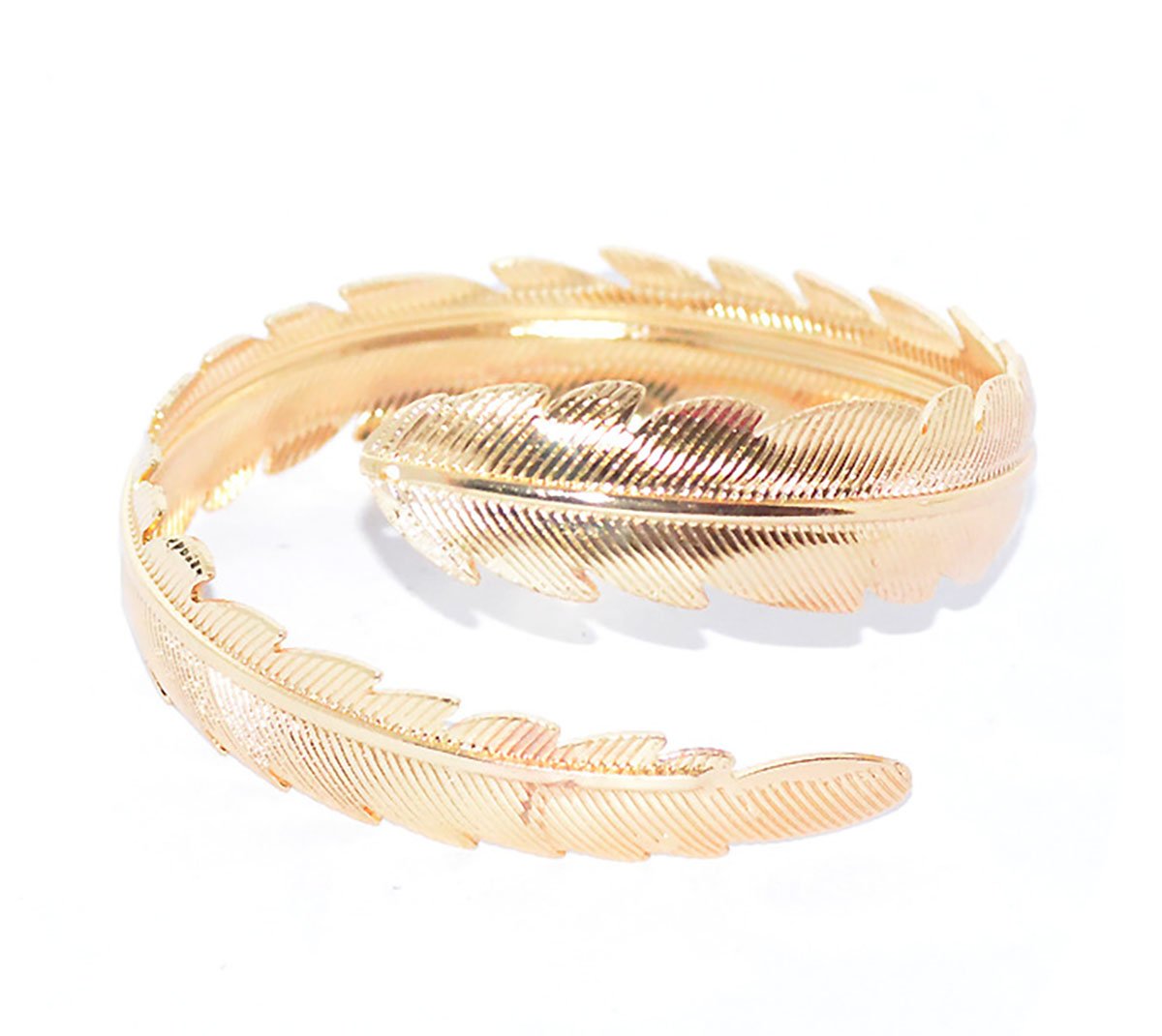 Elegant Women's Metal Feather Leaf Bracelet - Boho Gypsy Arm Cuff Bangle for Bridal & Upper Arm - Perfect for Weddings, Festivals & Boho Fashion Accessories