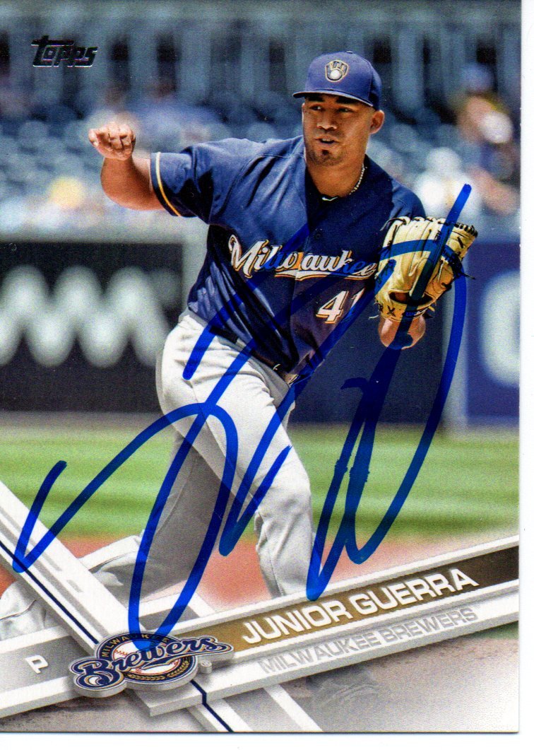 Junior Guerra Milwaukee Brewers 2017 Topps Autographed Baseball Card - Signed Memorabilia for Collectors, Fans & Sports Enthusiasts - Perfect for Display, Gifts & Investment