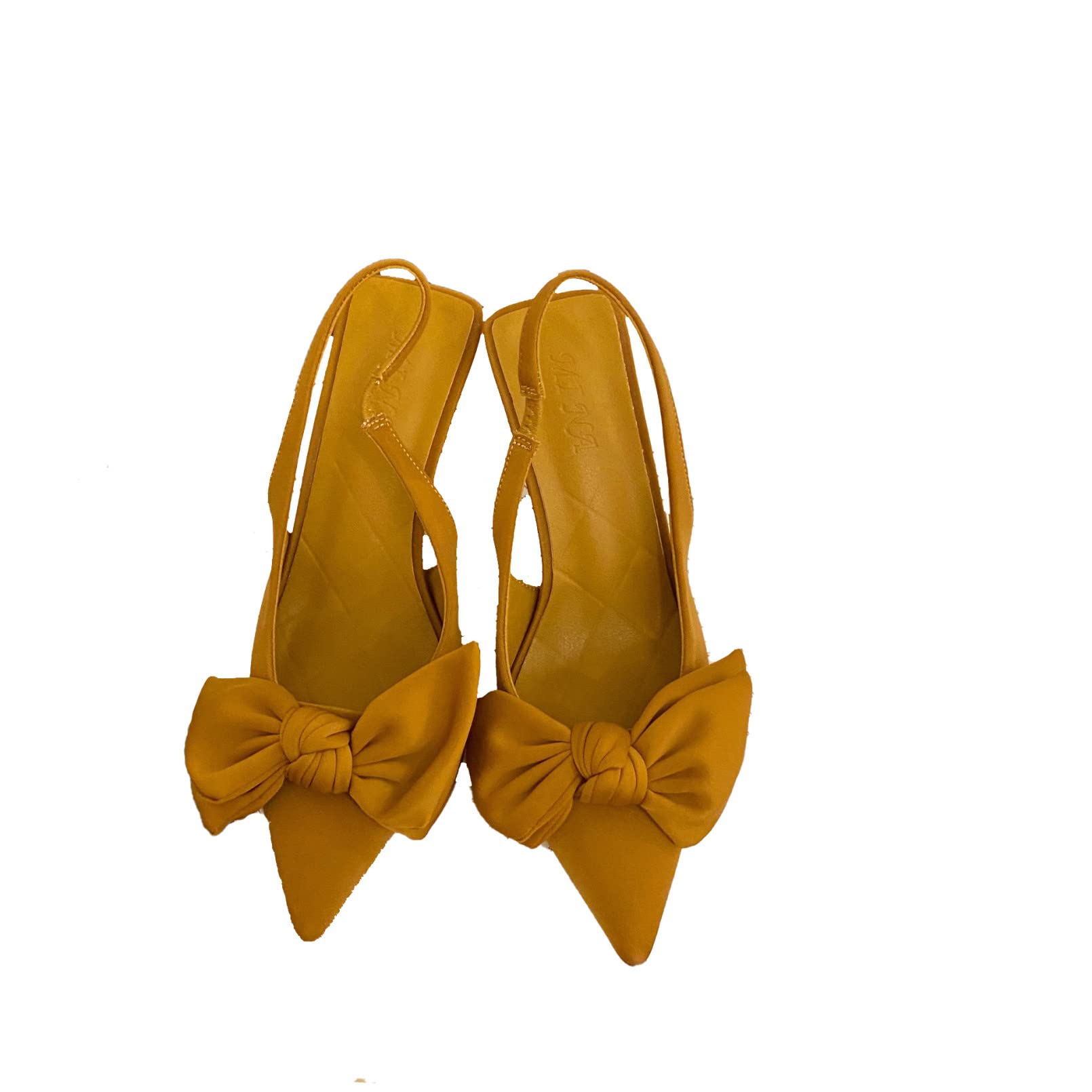Women's Slingback Heels Sandals - Sweet Bow Closed Toe Stiletto Pumps with Elastic Strap | Dressy High Heels for Party, Wedding & Evening Wear