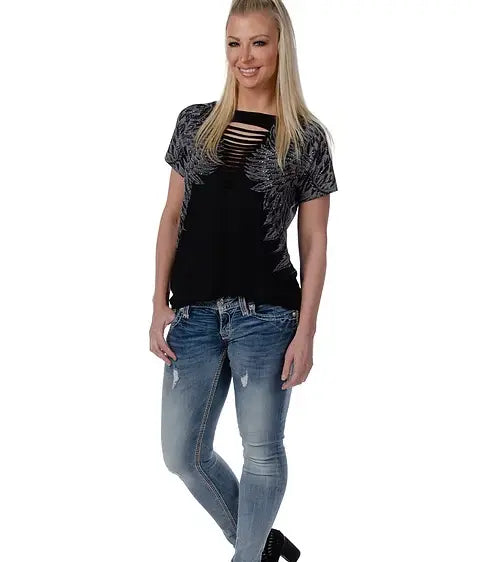 Liberty Wear Women's Sexy Cut Out Wing Design Sleeveless Tops - Perfect for Night Out, Party, and Summer Fashion