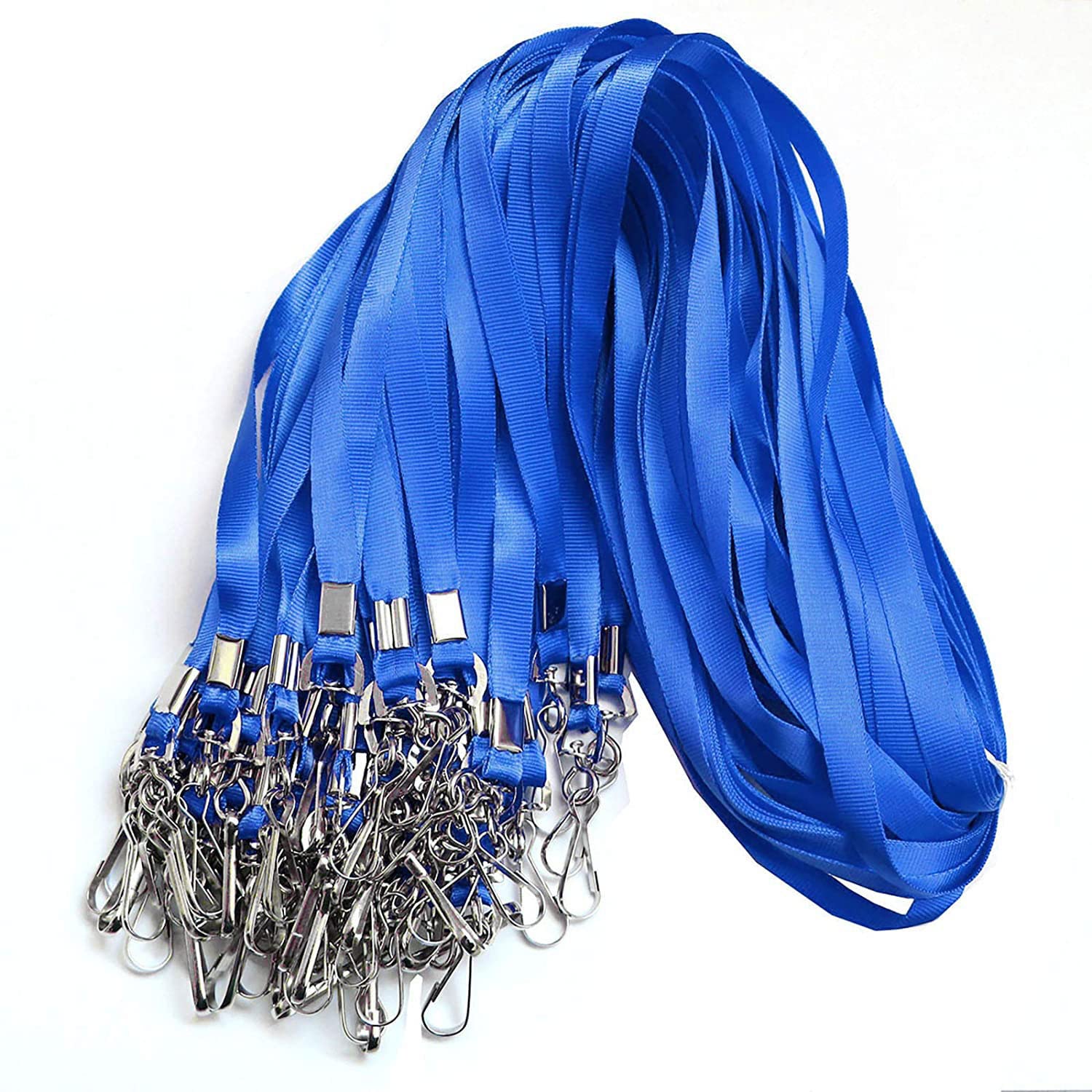 Bulk Kids Blue Lanyards for ID Badges - 50Pcs for School & Events
