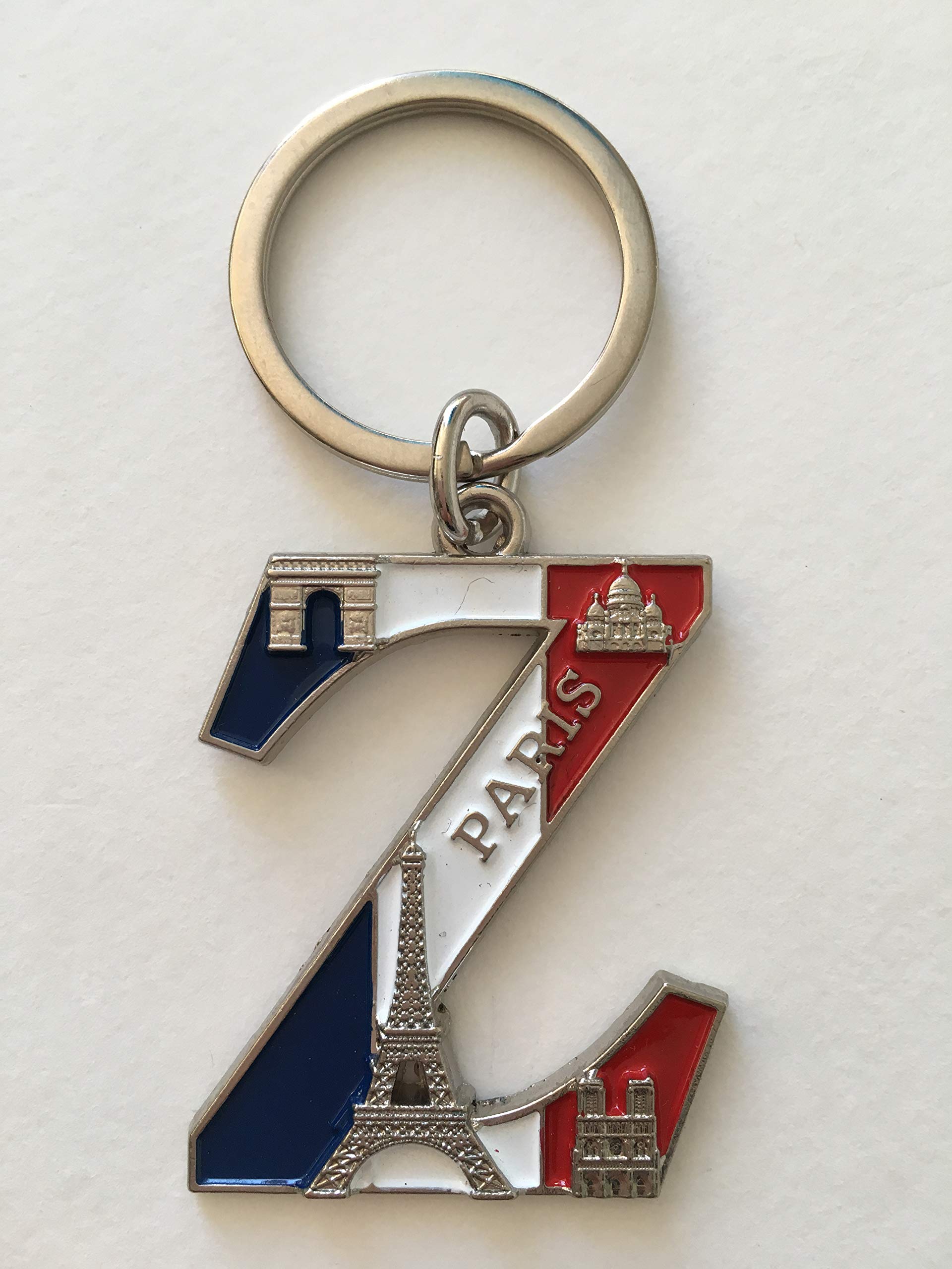 Personalized Metal Keychain with Letter Z & Paris Eiffel Tower Charm - 1.8 Inch (4.5cm) Pendant on 3.3 Inch (8.5cm) Key Ring - Perfect for Travel Enthusiasts, Gifts & Everyday Carry