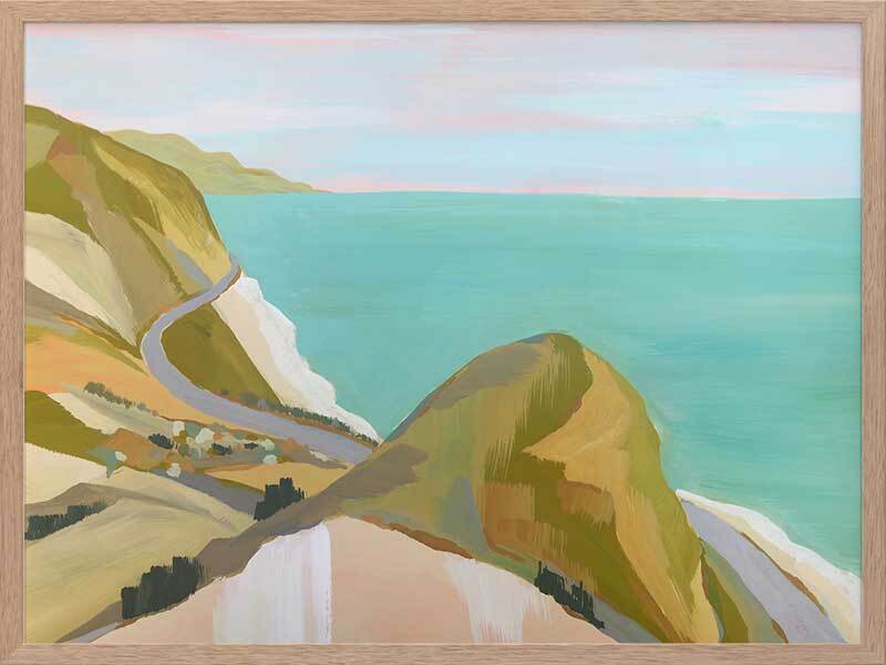 Coastal Drive Framed Art Print - Beach Landscape Wall Decor for Living Room, Bedroom & Office - Perfect for Coastal & Nautical Home Decor
