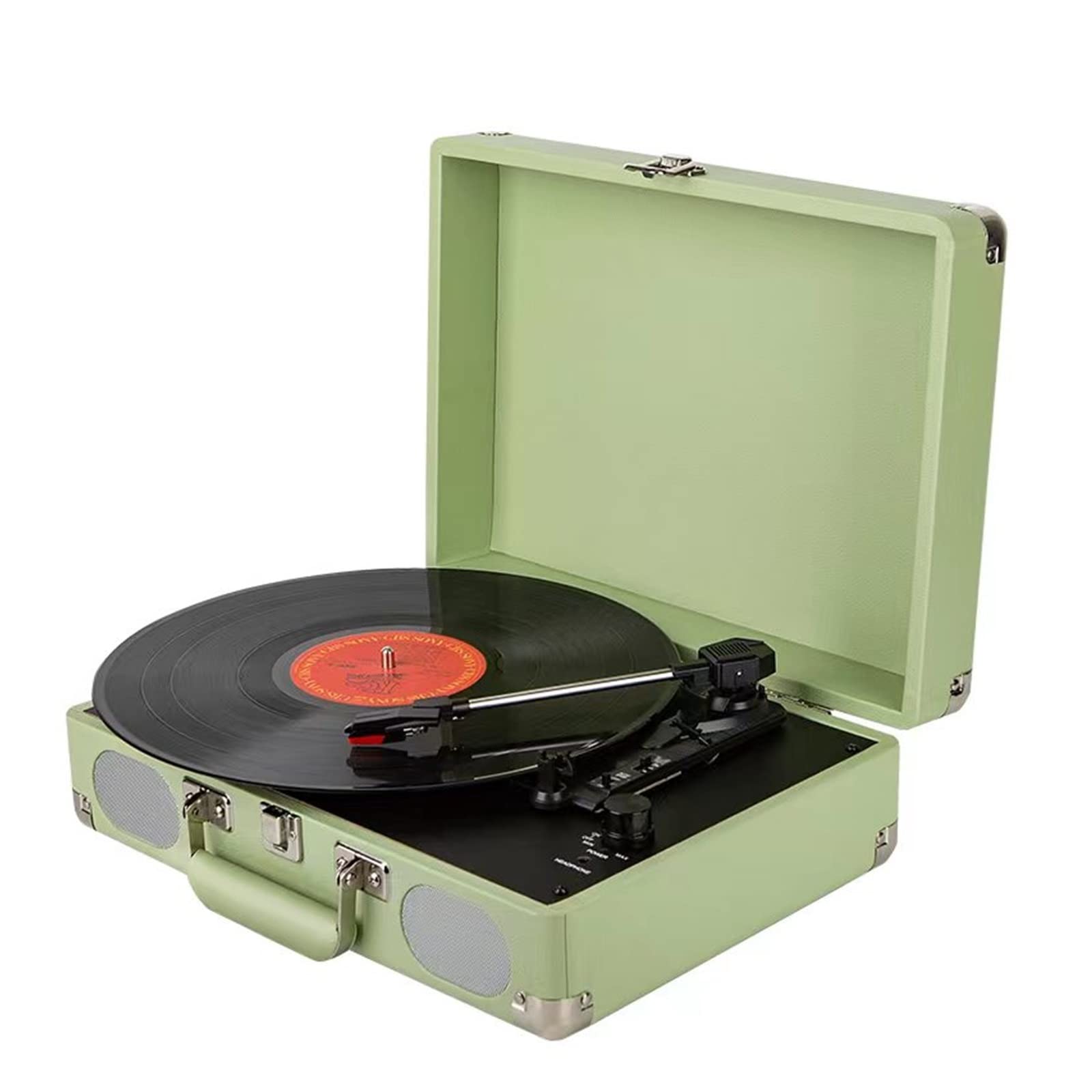 STRAFBRG Vintage 3-Speed Classic Turntable with Built-in Speakers | Upgraded Sound Quality | Vinyl Record Player for Home, Office & Retro Music Lovers (Green)