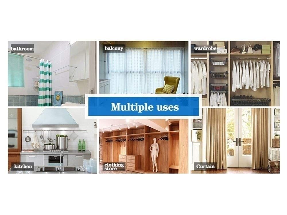 Stainless Steel Telescopic Shower Curtain Rod - Adjustable 43-79 Inches (110-200cm) for Bathroom, Shower & Closet - Heavy Duty Curtain Rail with Easy Installation - Perfect for Small Spaces & Home Organization