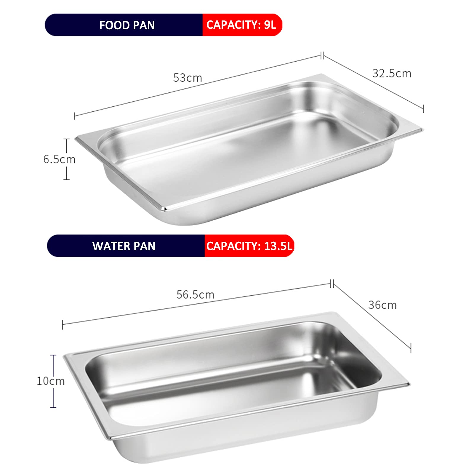 AIZYR Stainless Steel Chafing Dish Buffet Set - 3-Piece Catering Warmers with Folding Stand for Weddings, Parties, Banquets & Buffet Service - Perfect for Food Warming at Events, Restaurants & Catering Businesses