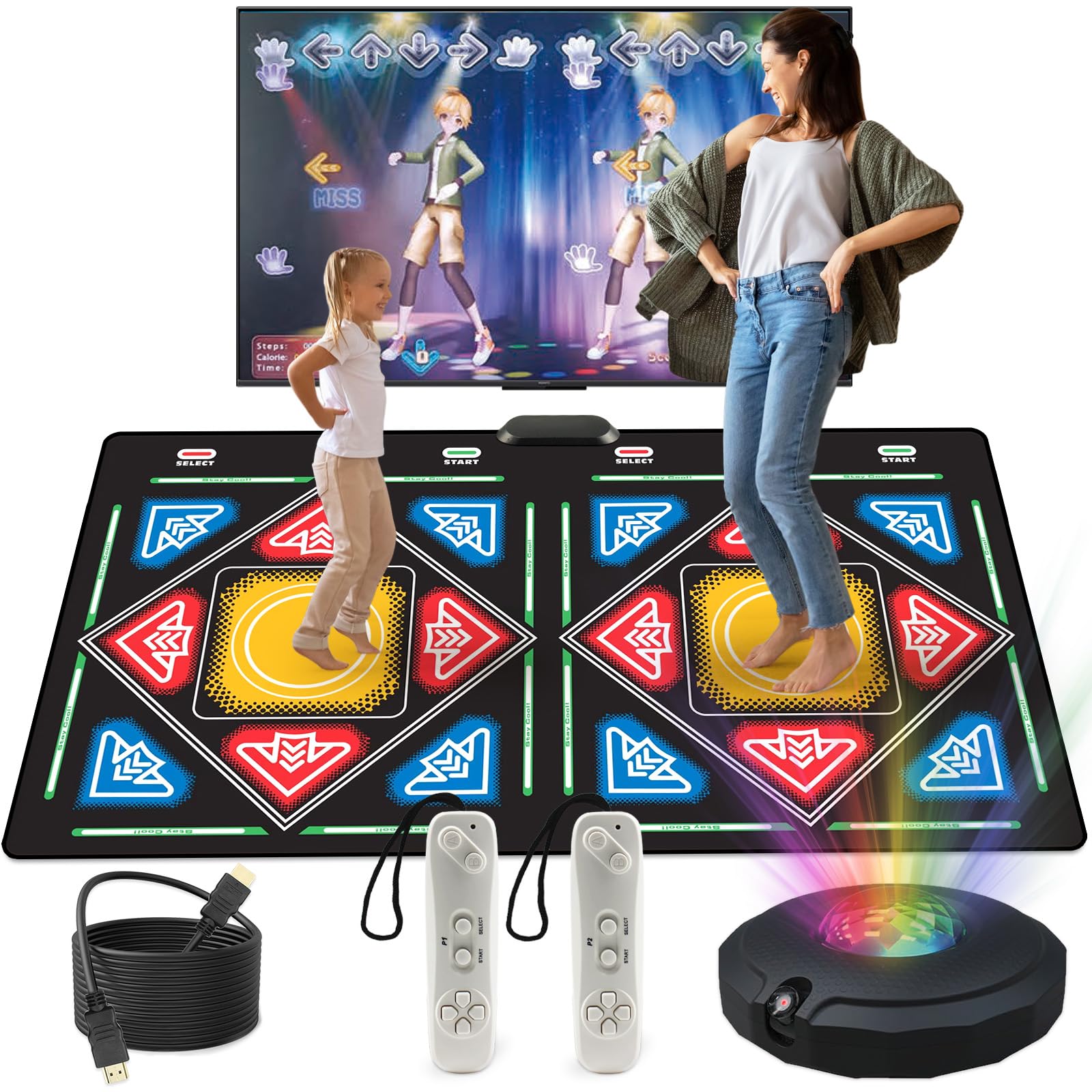 Wireless Electronic Dance Mat for TV with HD Camera - Double Player Non-Slip Dance Pad with Game Controller - Perfect for Kids & Adults - Great Christmas Birthday Gift for Girls & Boys - Fun for Family Game Nights & Fitness Workouts