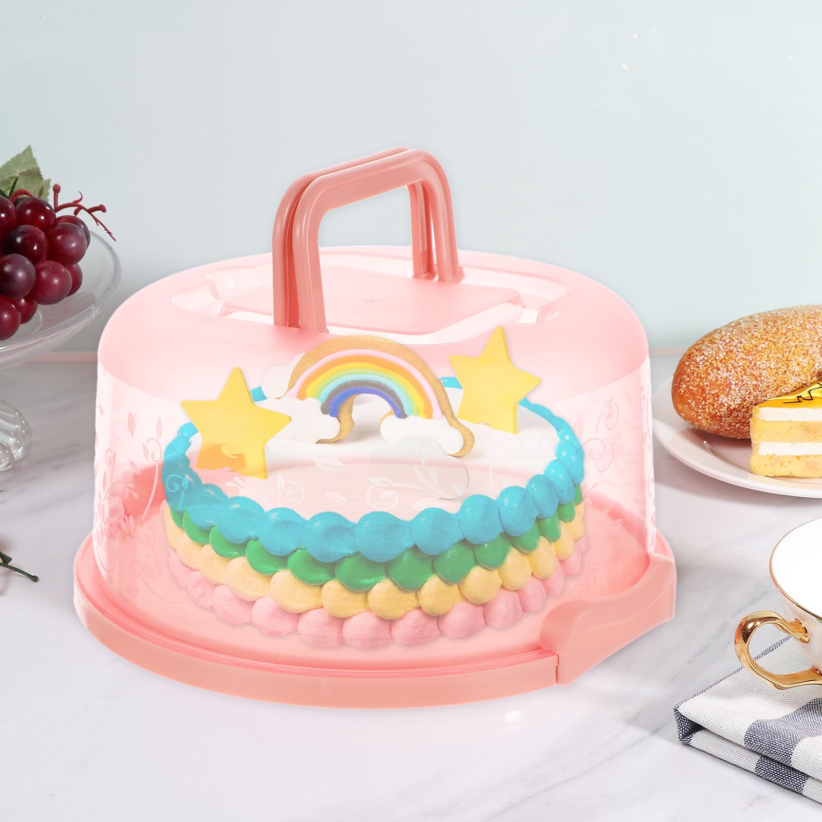 Amosfun 8-Inch Plastic Cake Storage Container with Lid & Handle - Portable PP Cake Box for Birthday, Wedding & Party Desserts - Perfect for Baking, Transporting & Storing Cakes