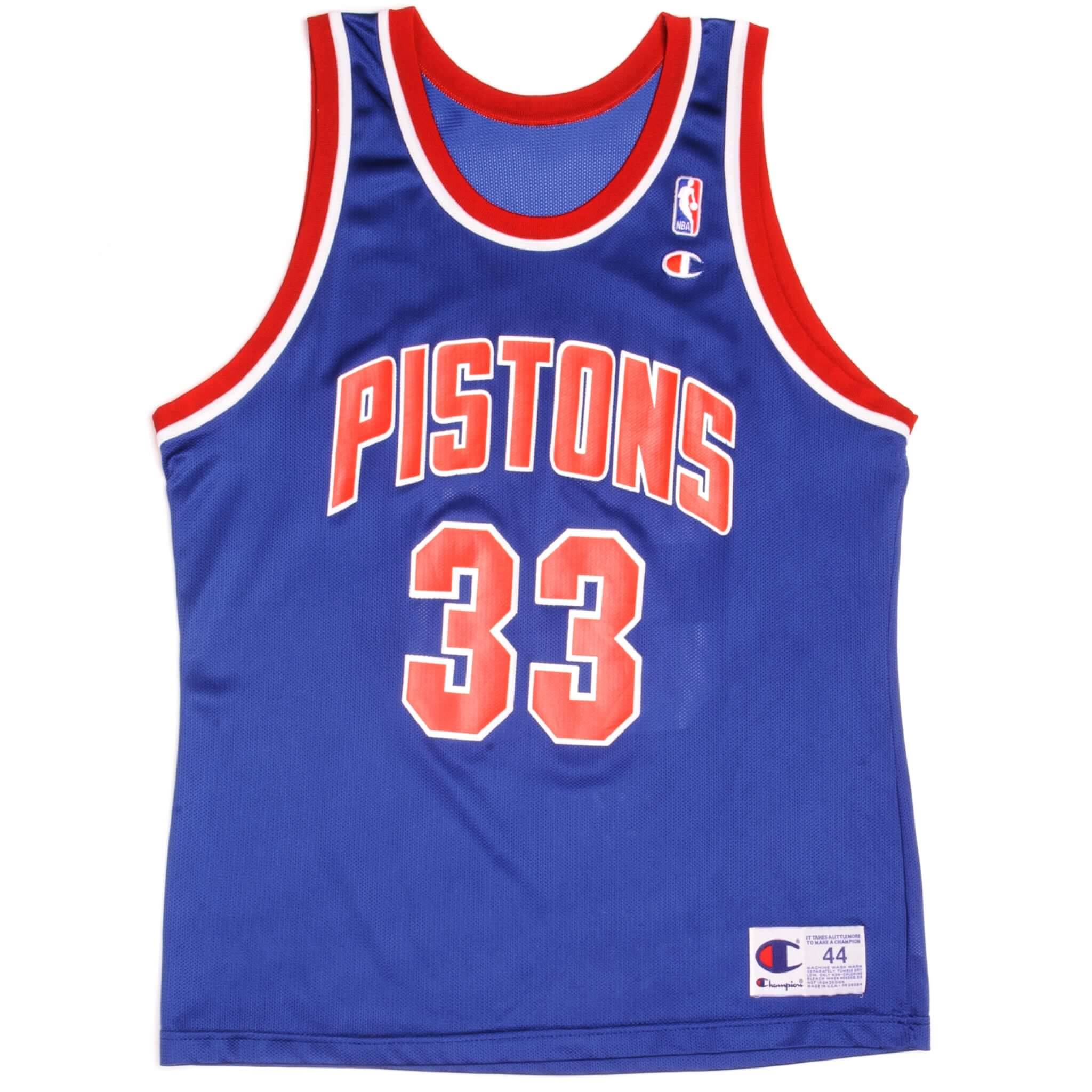 Vintage Champion NBA Detroit Pistons Grant Hill #33 Jersey 1990s - Size 44 - Authentic Made in USA - Perfect for Basketball Fans, Collectors & Retro Sports Fashion