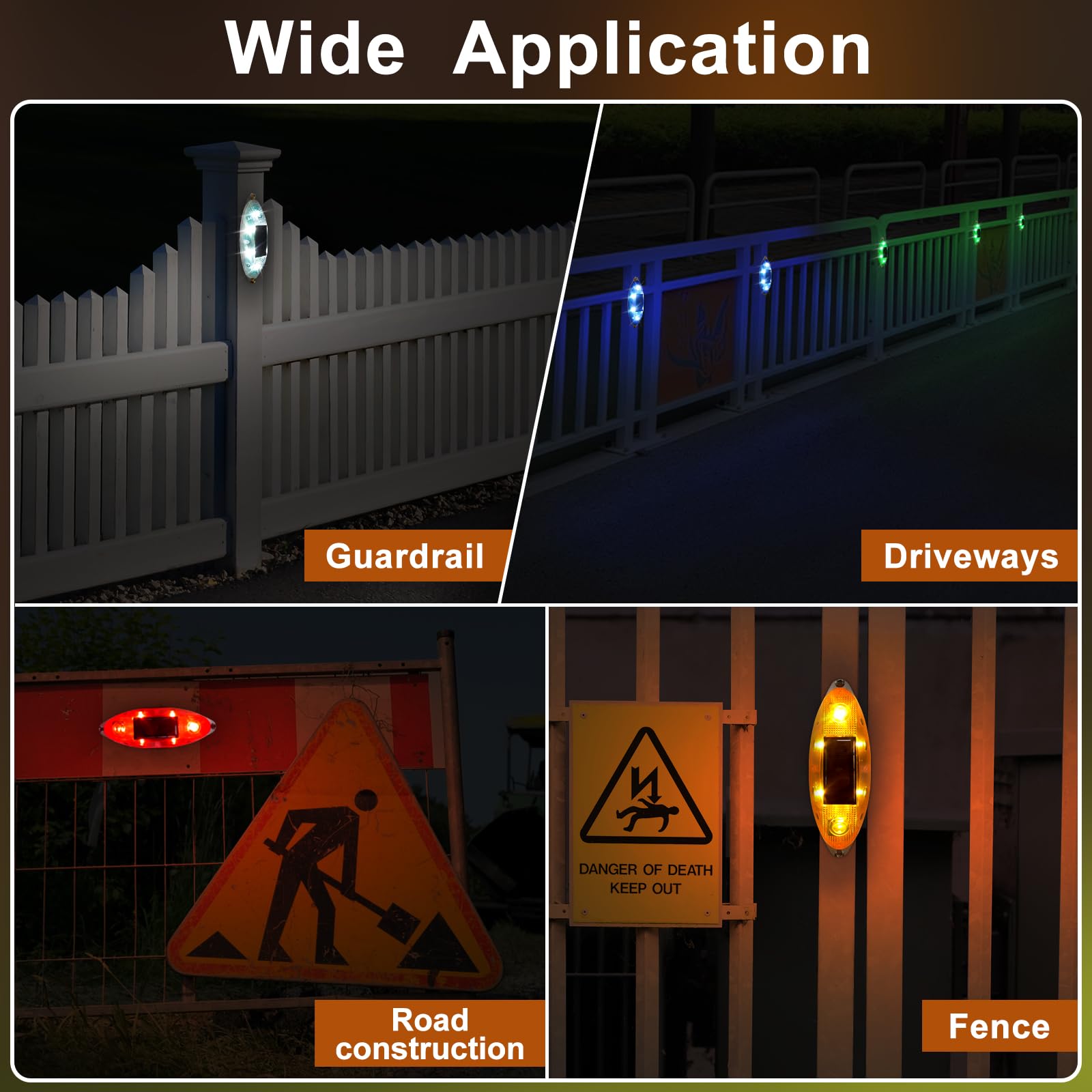 Aolyty 4 Pack Solar Strobe Warning Lights - IP54 Waterproof Outdoor Safety Flashing Lights for Construction Sites, Traffic Control, Marine Docks & Stop Signs (Blue) | Solar Powered Emergency Beacon for Road Work, Parking Lots & Hazard Zones