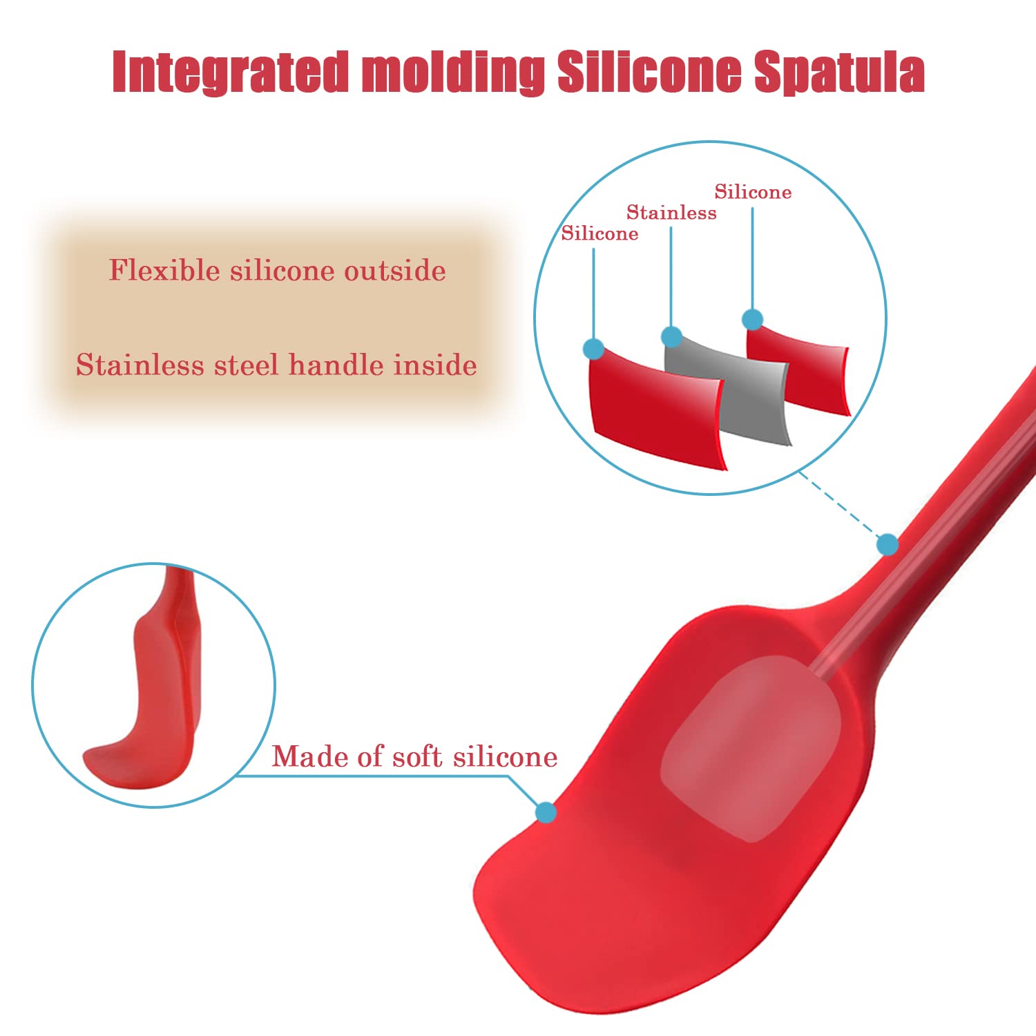 Premium Silicone Spatula Set - 4-Piece Heat-Resistant Baking & Cooking Utensils - Flexible Rubber Spoon Spatulas for Mixing, Flipping & Scraping - Perfect for Baking Cakes, Cookies & Cooking Sauces