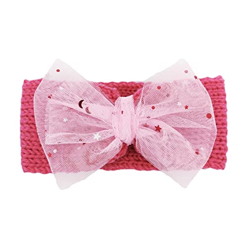 Stretch Lace Knitted Headbands for Girls & Boys - Soft Baby Headwear with Bowknot Design (One Size) - Perfect for Toddler Photos, Birthday Parties & Daily Baby Care