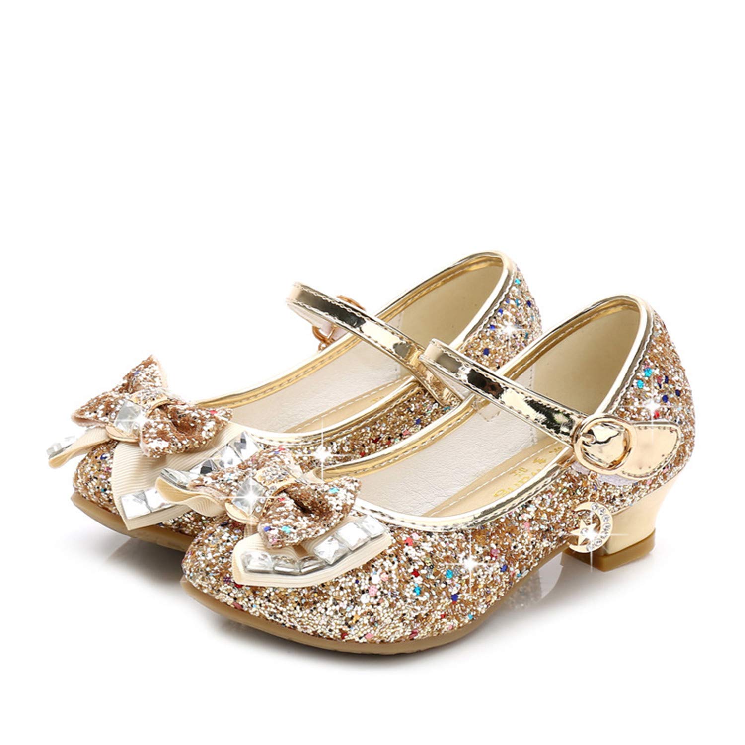 Sparkly Princess Bow High Heel Shoes for Girls - Elegant Wedding & Party Dress Shoes - Perfect for Bridesmaids, Flower Girls & Special Occasions