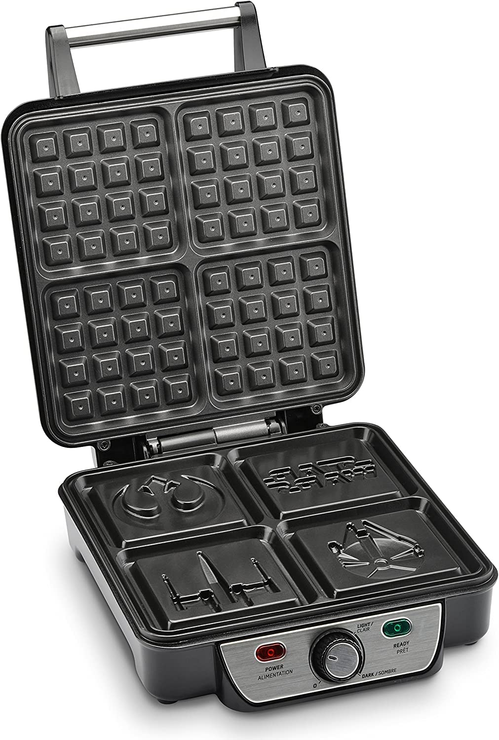 Star Wars 4-Waffle Maker for Perfect Waffles - Official Licensed Darth Vader Waffle Iron - Non-Stick Electric Waffle Maker (Black) - Great for Breakfast, Kids Parties & Star Wars Fans Gift