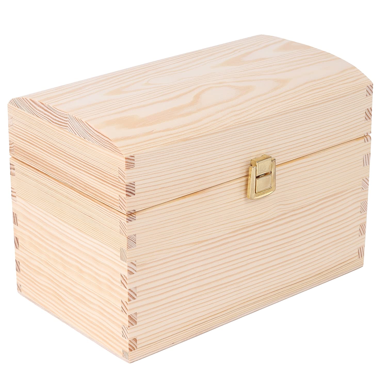 Large Unpainted Wooden Storage Box with Lid - 9.84 x 5.9 x 6.69 Inches - Handmade Keepsake Treasure Chest for Jewelry, Photos & Memories - Perfect DIY Craft Box for Home Decor, Christmas Gifts & Organizing Toys, Tools & Art Supplies