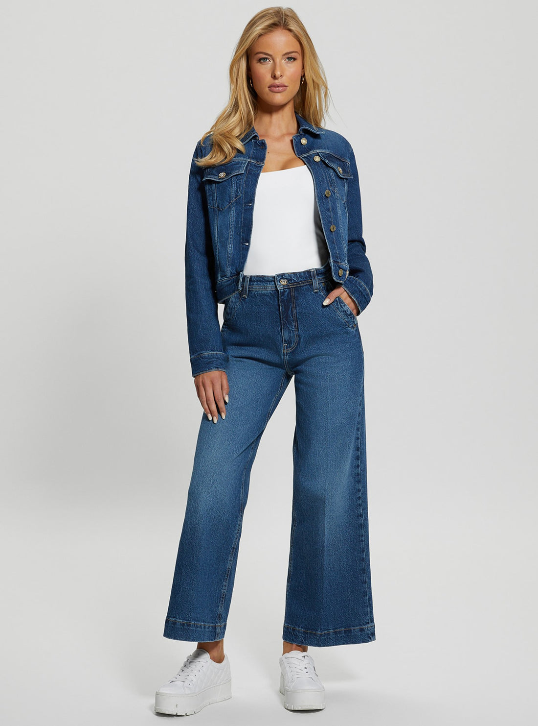 High Rise Dakota Wide Leg Jeans in Mid Wash - Comfortable & Stylish Women's Denim Pants for Casual Wear & Everyday Outfits