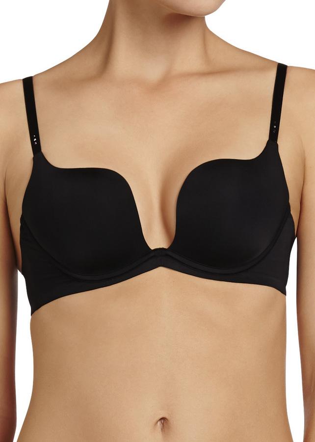 MyFit Knockout Demi Cup Bra - Wireless Push Up Lace Underwear for Women (Black) | Perfect for Everyday Wear, Date Night & Special Occasions