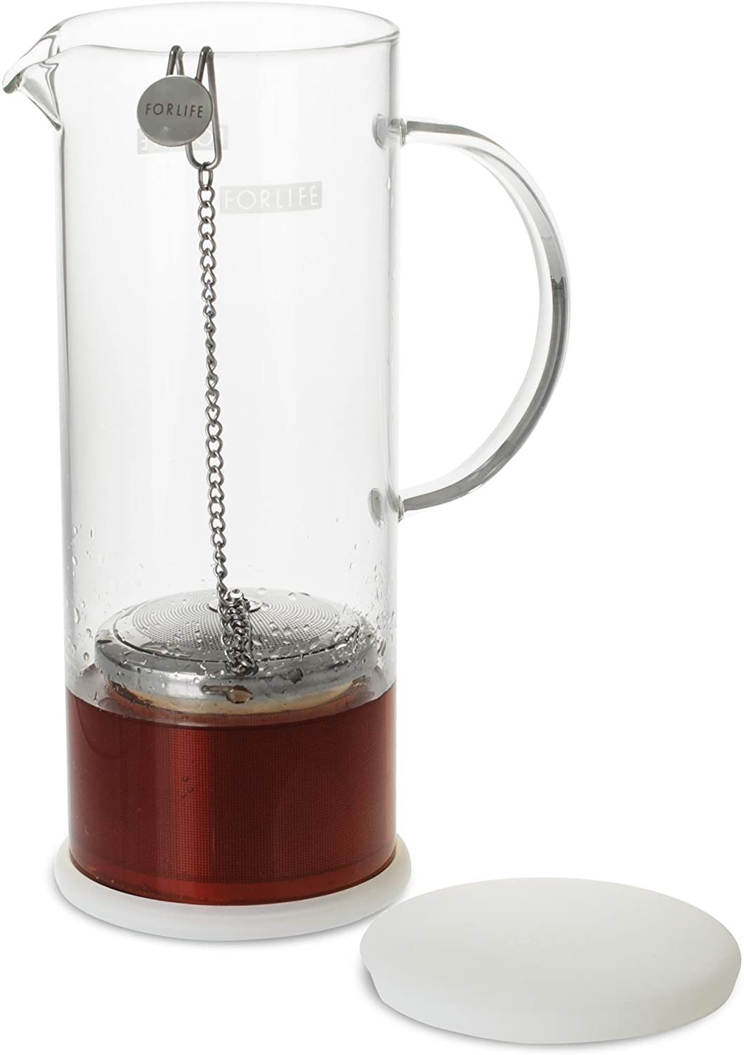 FORLIFE LUCENT 48oz Glass Iced Tea Pitcher with Removable Tea Infuser - BPA Free, Perfect for Iced Tea, Lemonade & Cold Brew - Great for Summer Parties, BBQs & Outdoor Gatherings