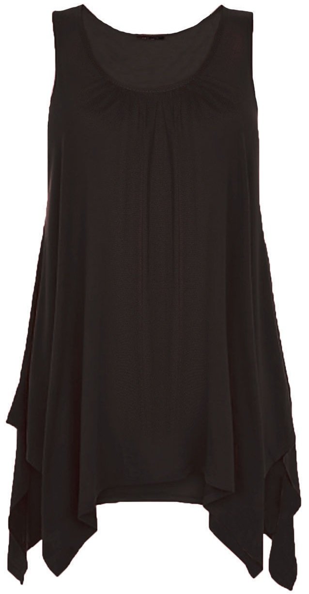 Crazy Girls Women's Viscose Round Neck Long Vest Top - Stretch Sleeveless Flared Tunic for Summer - Plus Size UK - Perfect for Beach Cover-ups, Casual Outfits & Summer Layering