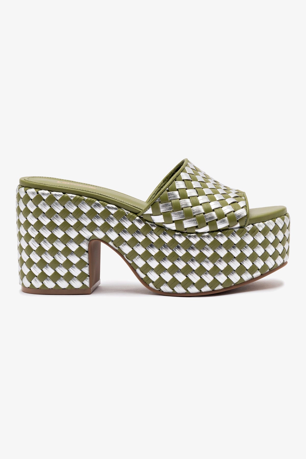 Eco-Friendly Miso Platform Sandals - Vegan Seaweed Leather & Silver Metallic Leather Women's Shoes for Summer Beach & Casual Outings