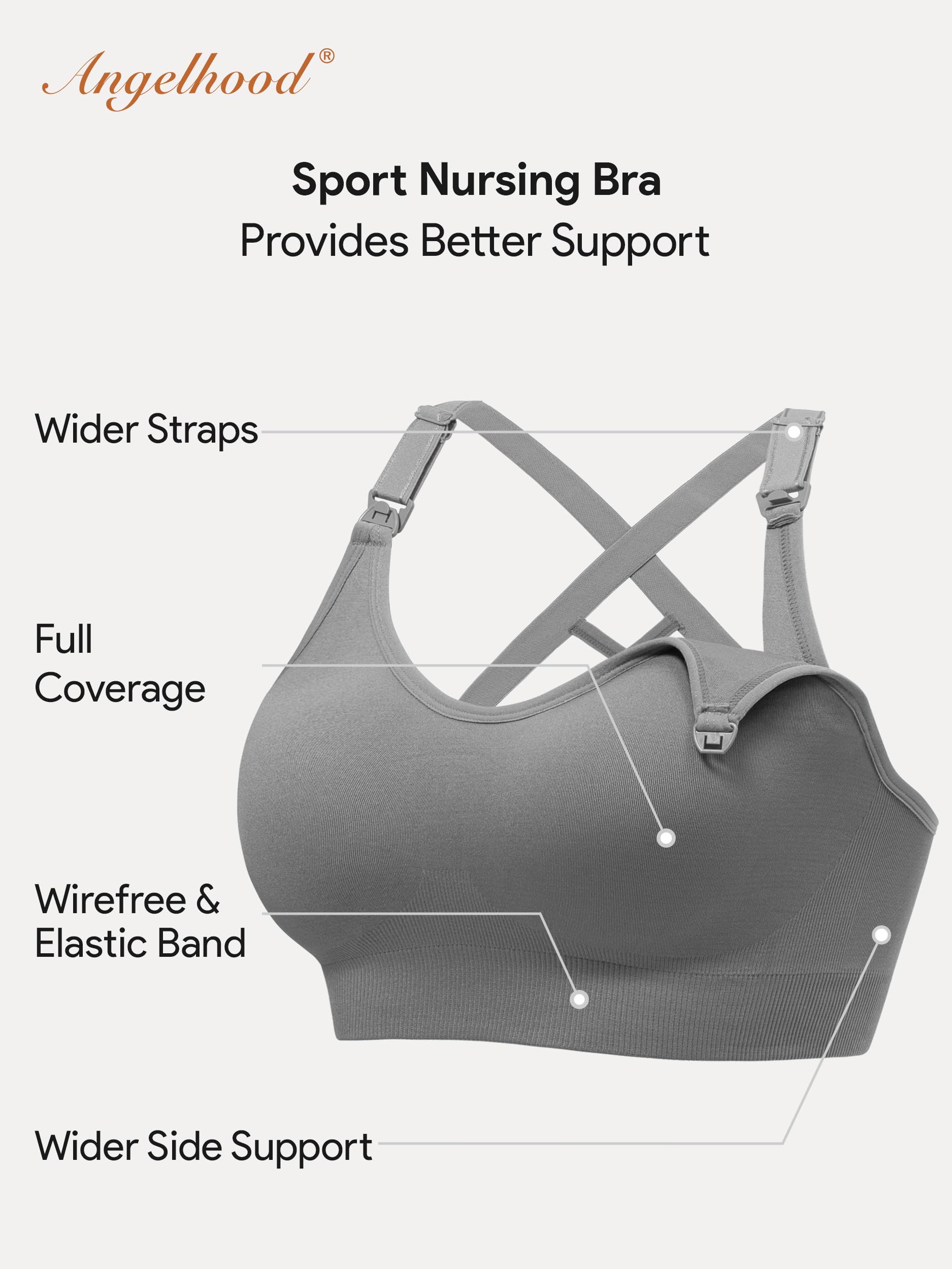 Angelhood Seamless Nursing Sports Bra - Maternity & Yoga Support for Breastfeeding Moms