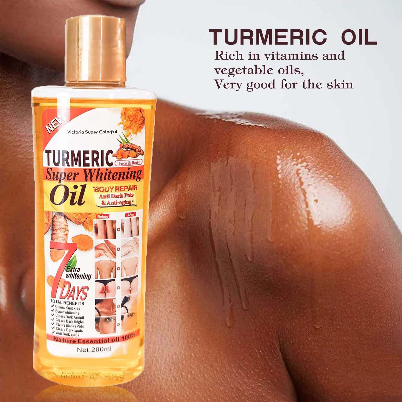 **Soft 7 Turmeric Honey Oil for Face & Body – Natural Moisturizing Oil for Dry & Rough Skin – Fast Absorbing, Non-Greasy – 200ml (1pc) – Perfect for Daily Hydration & Nighttime Skincare Routine**