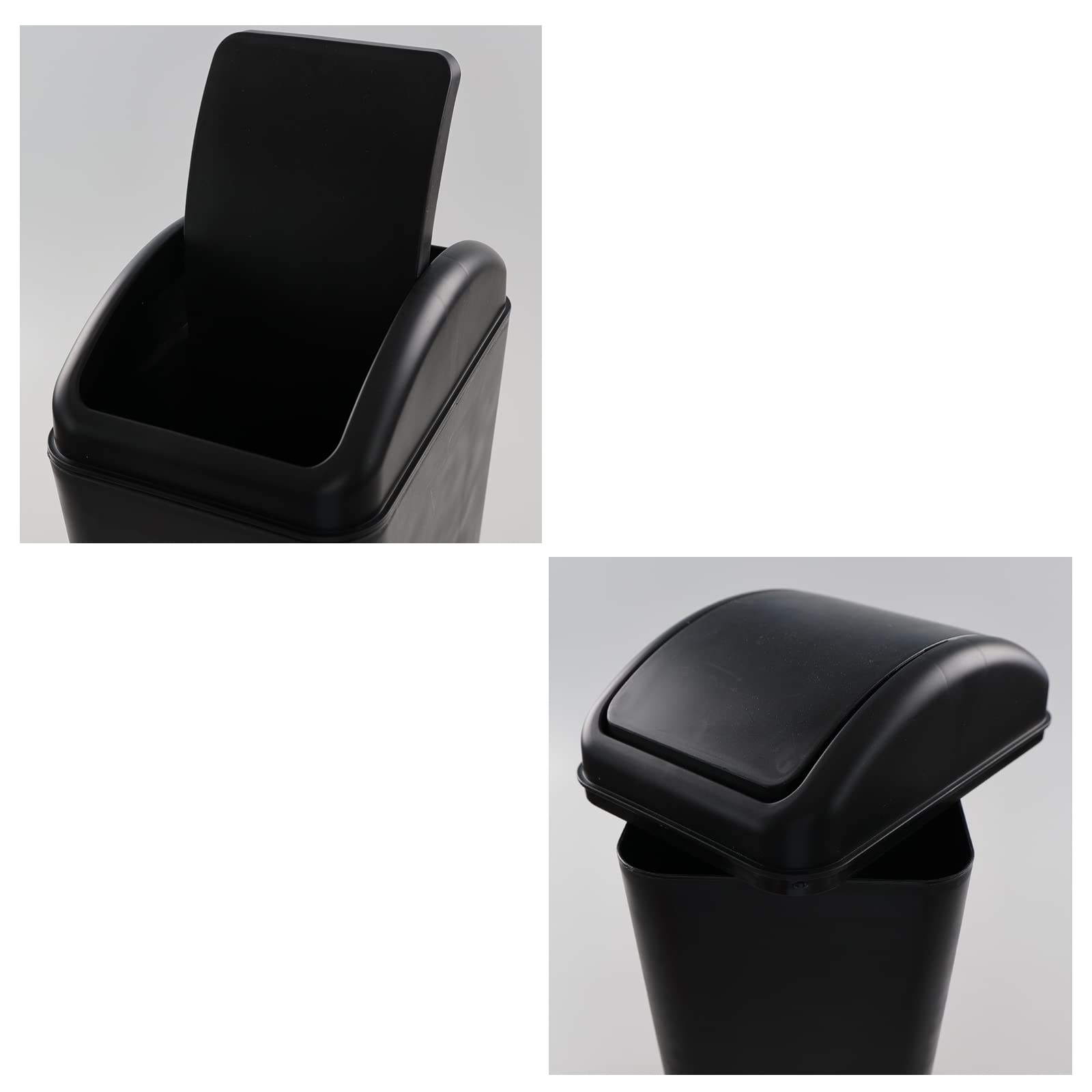 Farmoon Slim Trash Can 14L - Black Swing Lid Kitchen Garbage Bin for Small Spaces, Under Sink, Bathroom & Office Waste Disposal