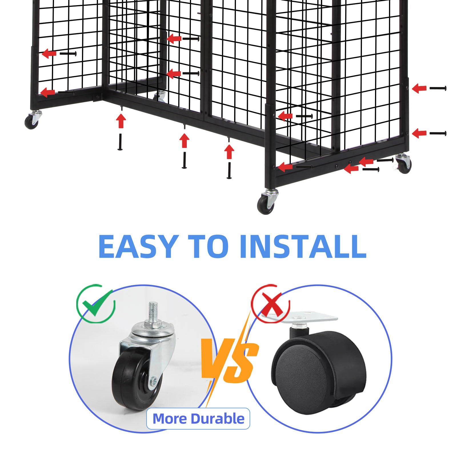 4-Piece 2'x5' Grid Wall Panels with Wheels - Heavy Duty Grid Gondola Display Unit for Craft Shows, Art Exhibits & Retail Stores - Black Gridwall Stand for Versatile Merchandising & Product Display