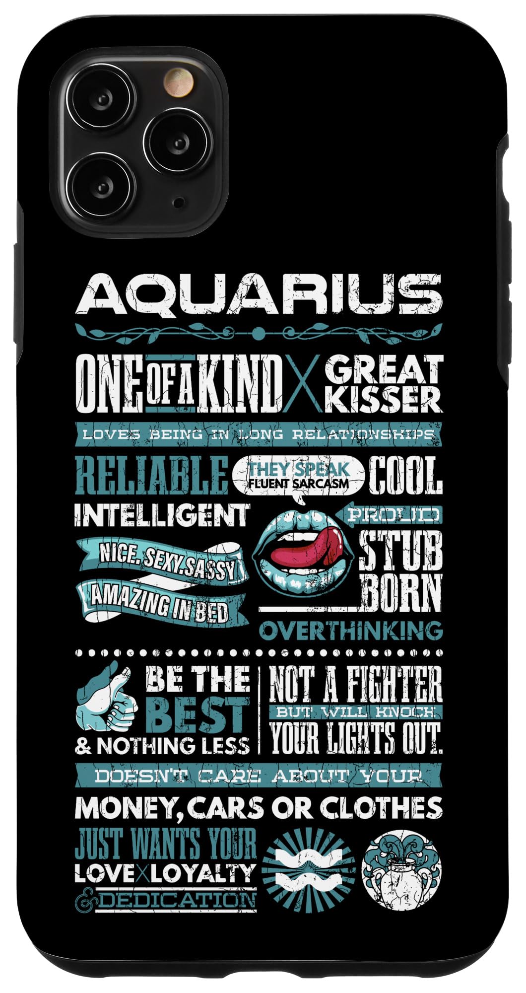iPhone 11 Pro Max Case - Funny Aquarius Zodiac Sign Graphic Design - Perfect for Horoscope Lovers & Phone Protection